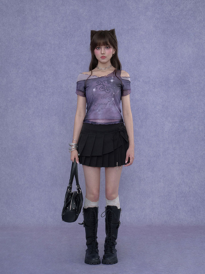Purple Sheer Off Shoulder Fairy Top