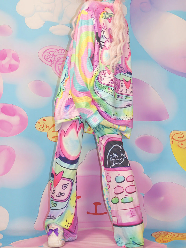 Pastel Cartoon Phone Quarter Zip Sweatshirt
