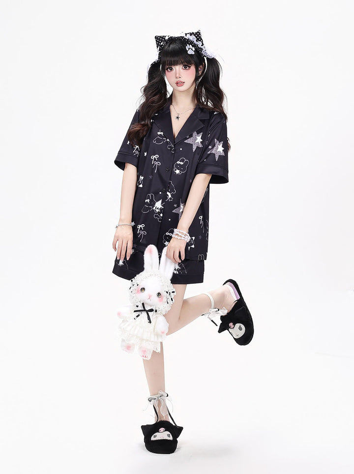 Star Bunny Print Pajama Set