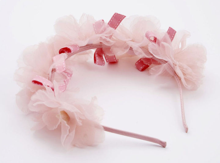 Artificial silk flower bow fairy headband