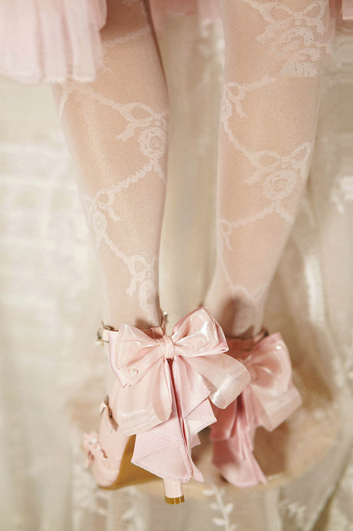 Apricot/White/Pink/Blue Mermaid Princess Bow Lolita High Heels