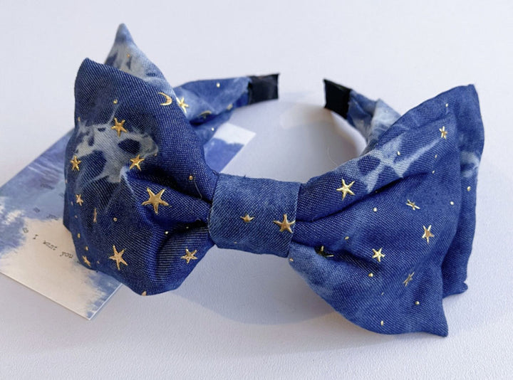 Bear Denim Large Bow Headband