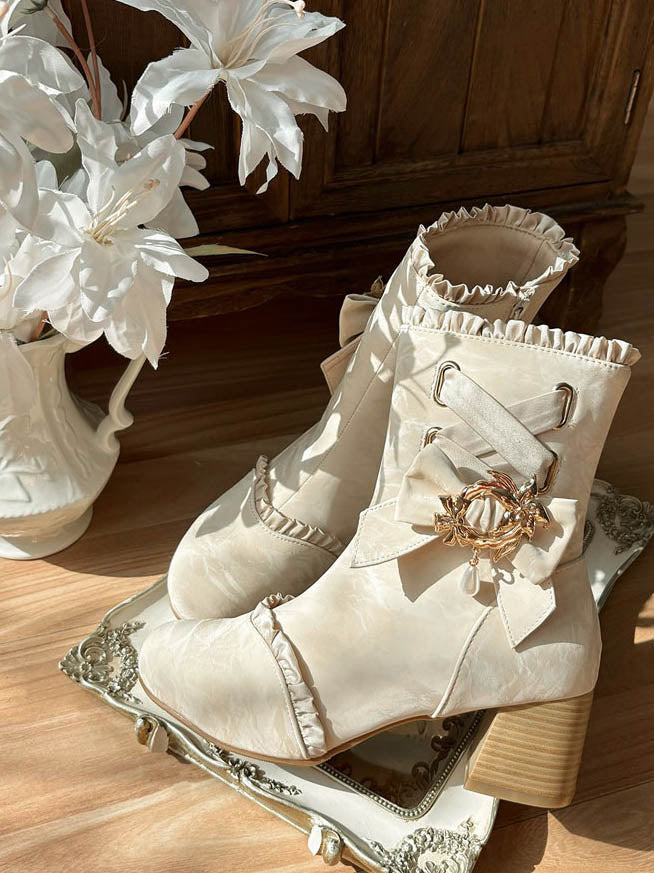 Apricot French Autumn-Winter Elegant Lolita Boots