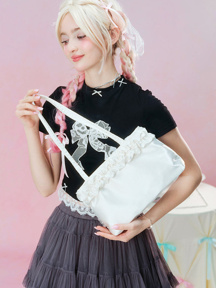 Satin Ruffle Balletcore Ita Underarm Bag