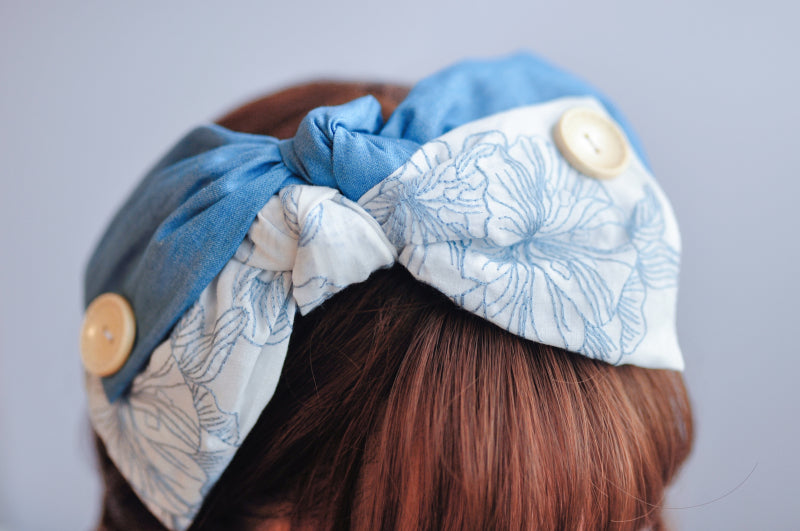 Checkered Floral Large Bow Headband