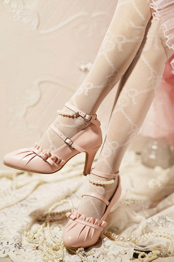 Apricot/White/Pink/Blue Mermaid Princess Bow Lolita High Heels