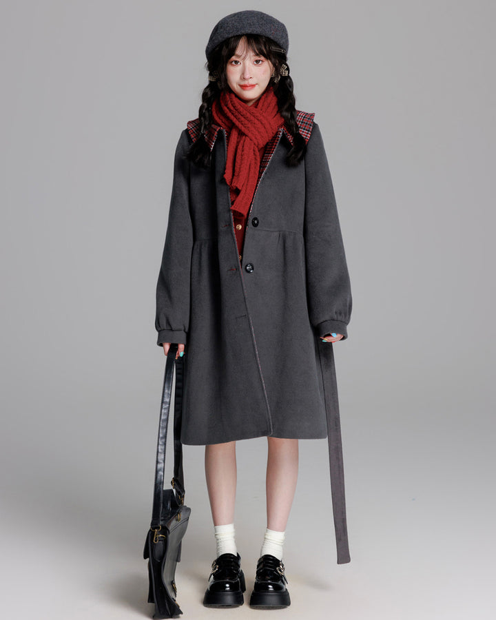 Chic Black / Gray College-style Coat for Fall and Winter