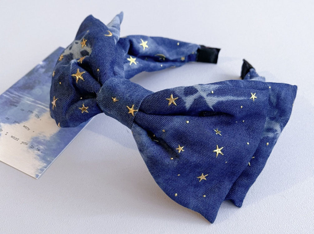 Bear Denim Large Bow Headband