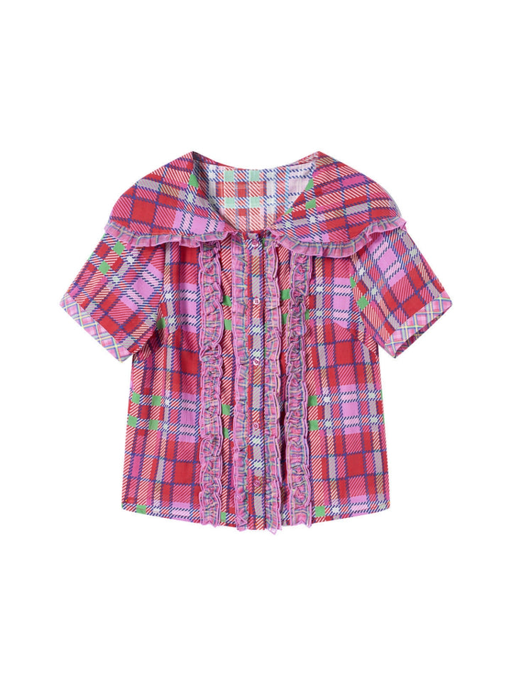 Pink Plaid Hooded Top Skirt