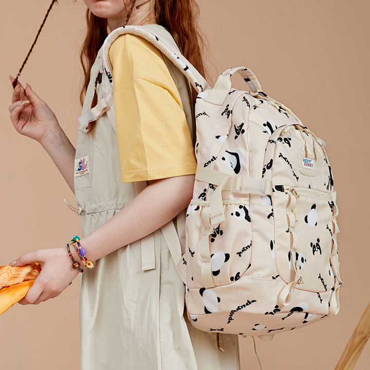 Cute Pandas Print Backpack