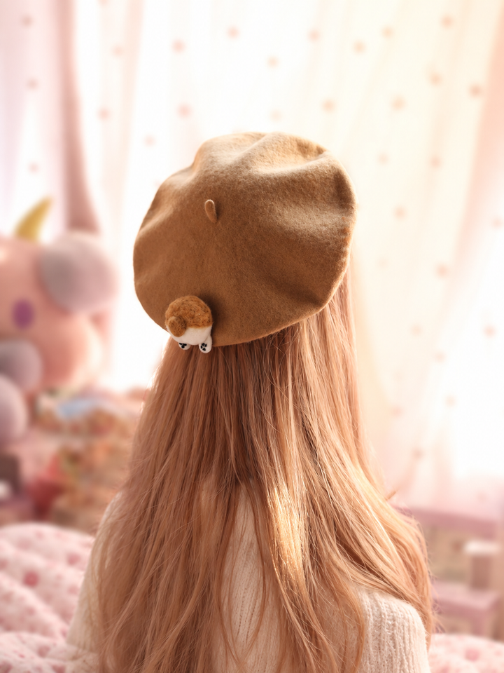 Corgi Artist Beret Hat