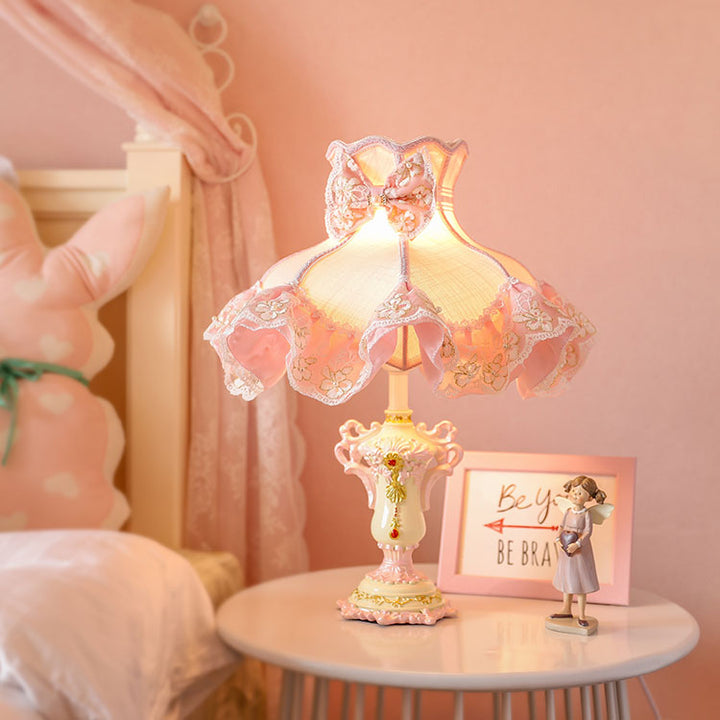 Pink Bow-Knot Lace Table Lamp