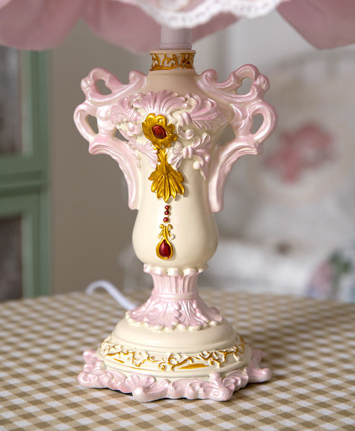 Pink Bow-Knot Lace Table Lamp