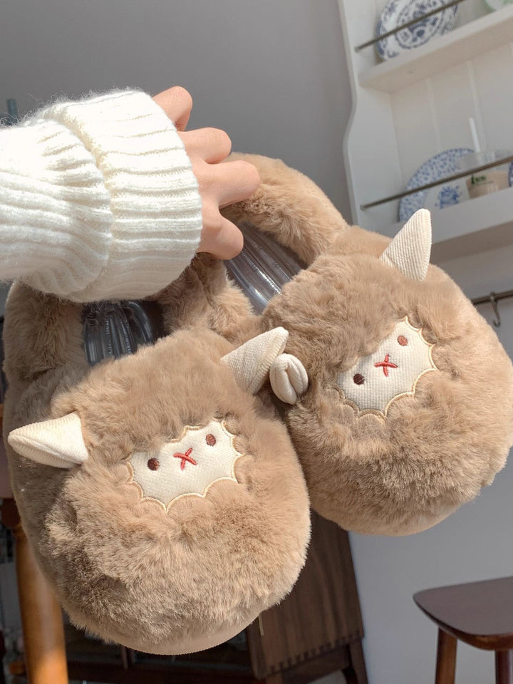 Lovely Sheep Plush Slippers