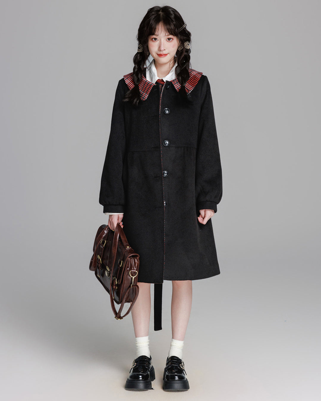 Chic Black / Gray College-style Coat for Fall and Winter