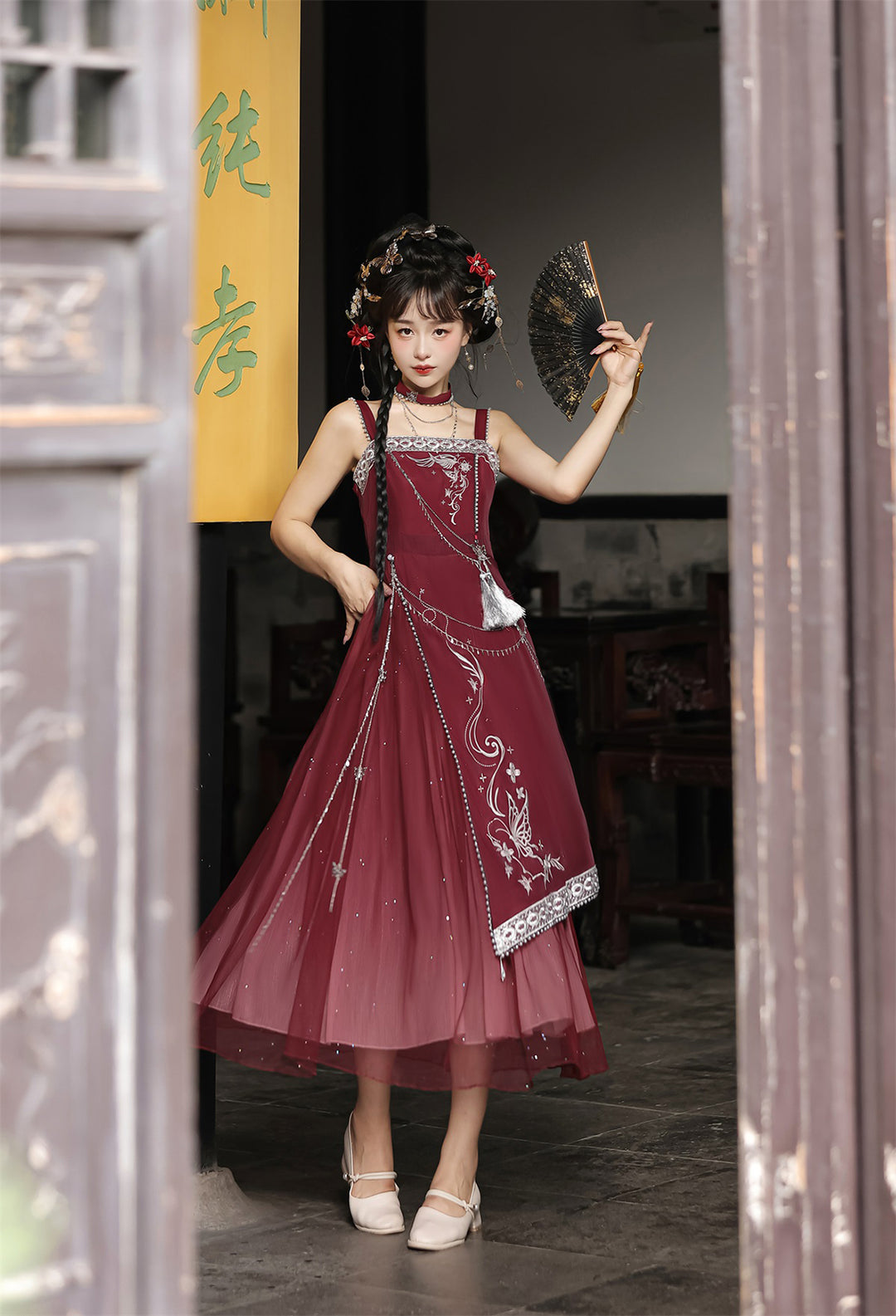 Eternal Day Priestess Red Cloak Dress with Accessories