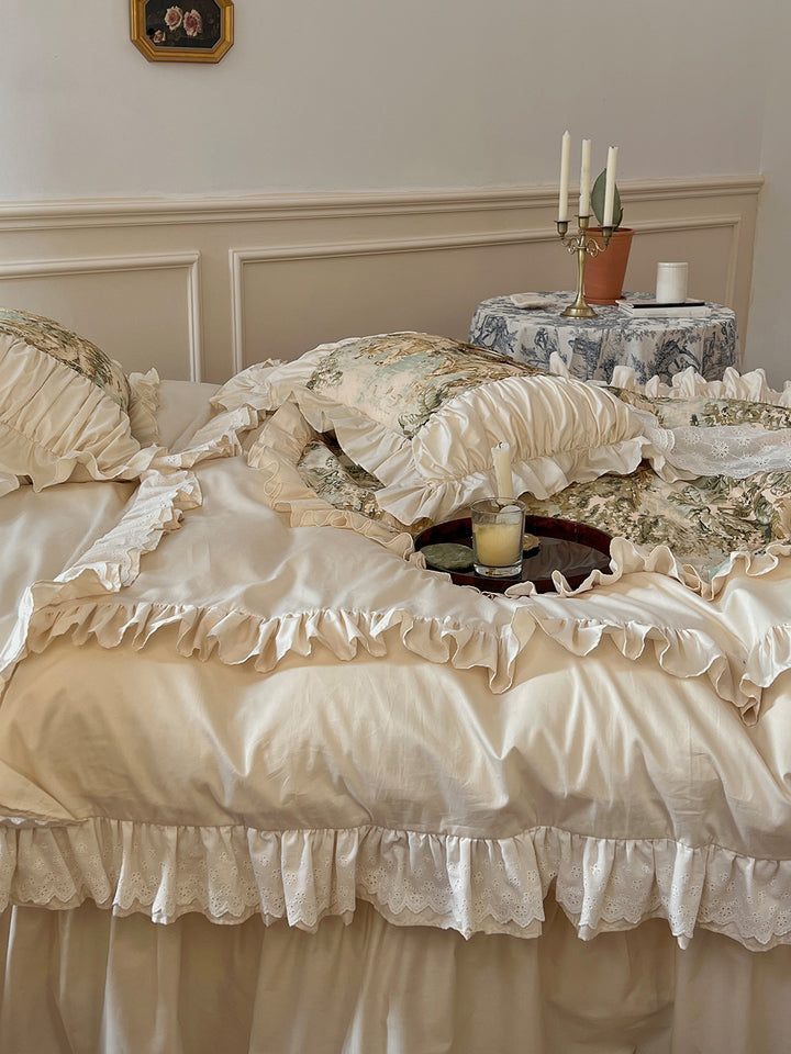 Romantic French Vintage Art Cotton Lace Duvet Cover