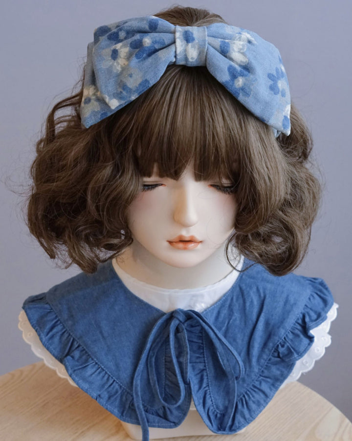 Bear Denim Large Bow Headband