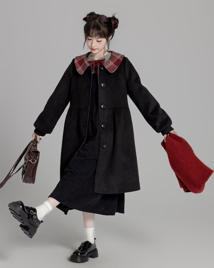 Chic Black / Gray College-style Coat for Fall and Winter