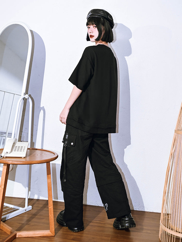 Trendy Chinese-style V-neck top with detachable long sleeves