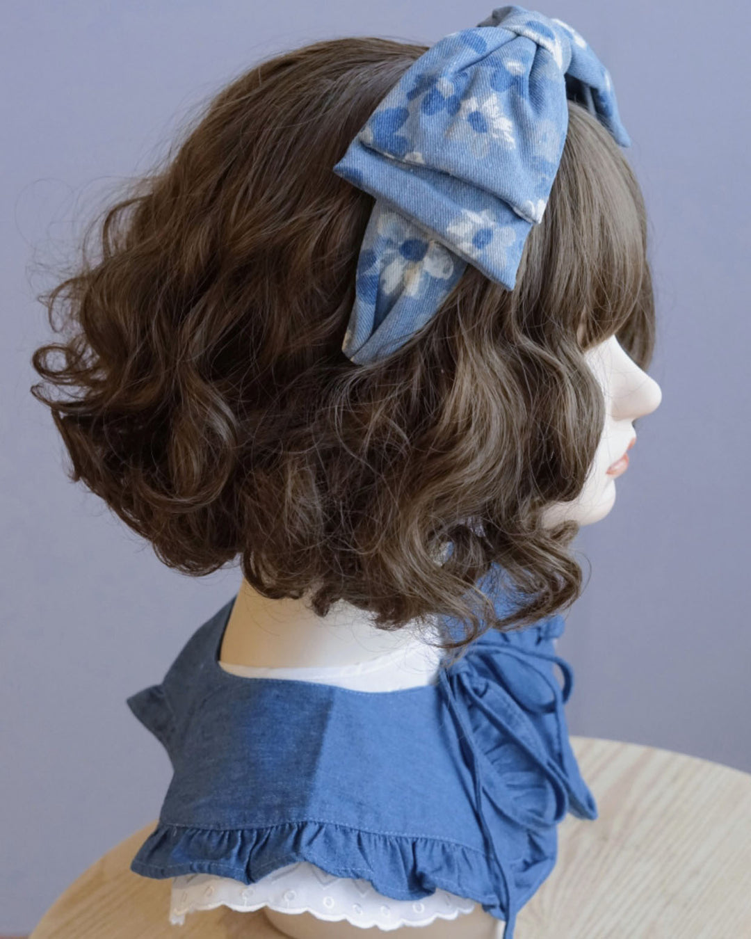 Bear Denim Large Bow Headband