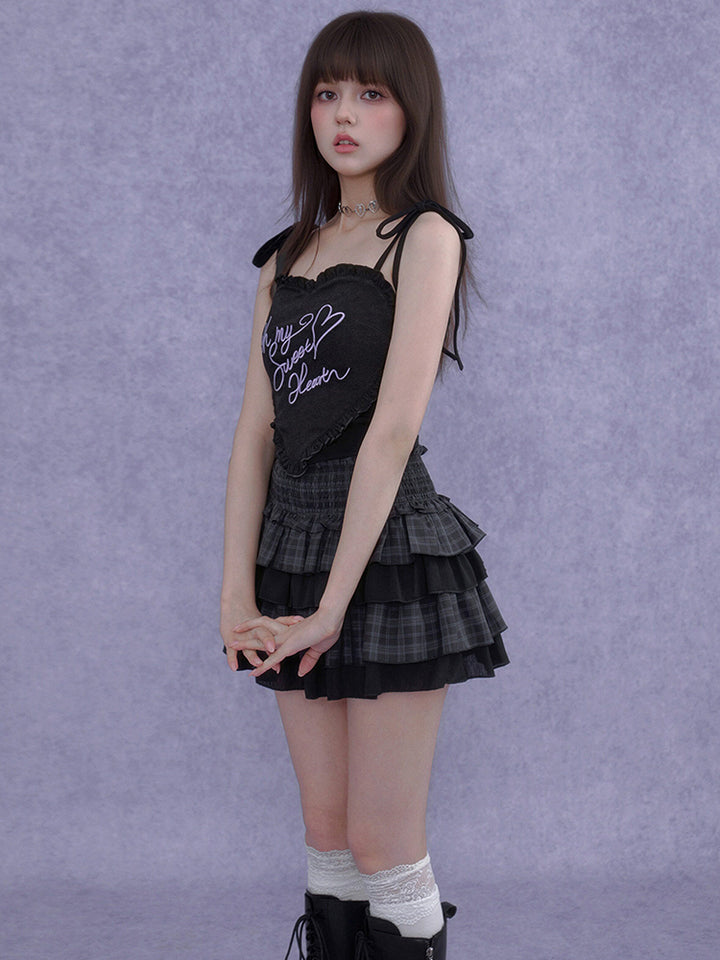 Tiered Plaid Ruffle Mini Skirt Skort