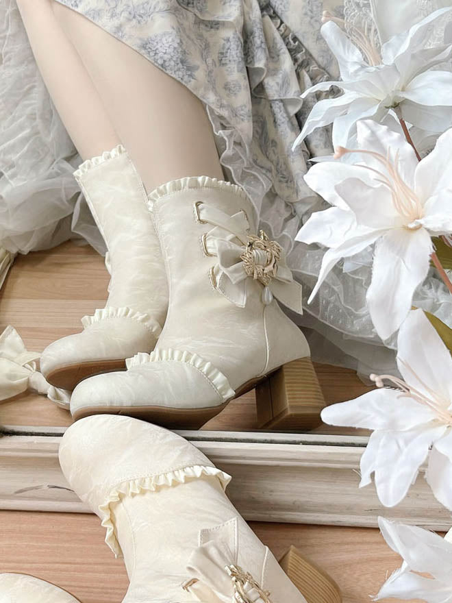 Apricot French Autumn-Winter Elegant Lolita Boots