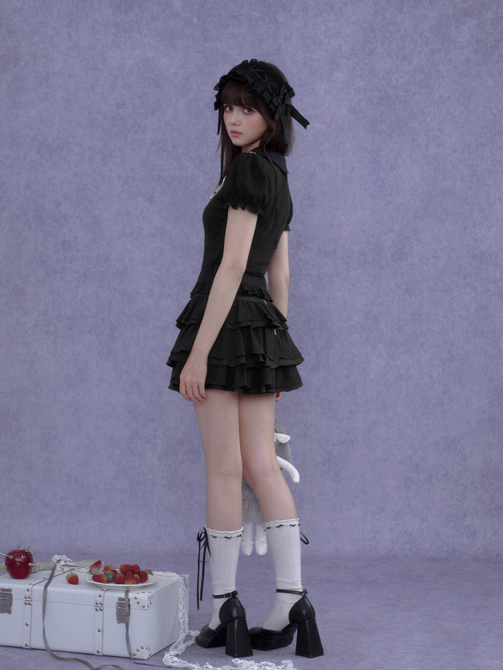 Gothic Ruffle Series Top Skirt