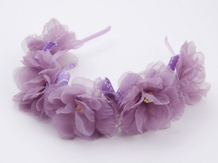 Artificial silk flower bow fairy headband