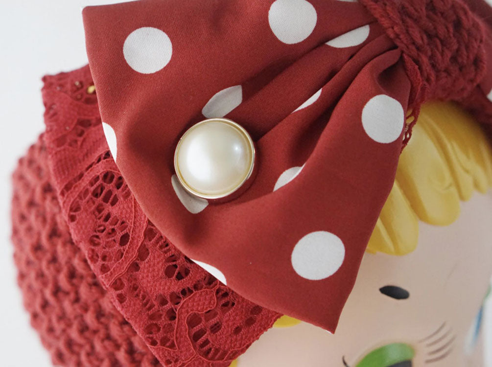 Polka Dot Knitted Bow Headband