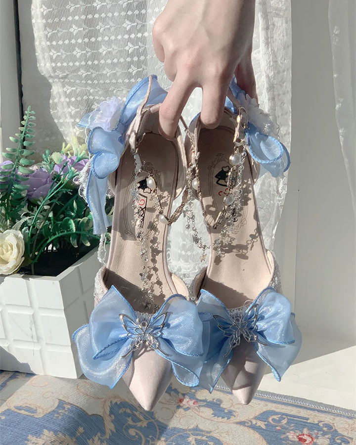 Fairy Butterfly Floral Decoration High Heels