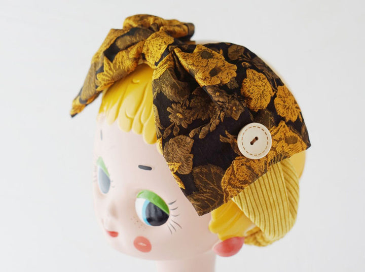 Sunflower Corduroy Large Bow Headband