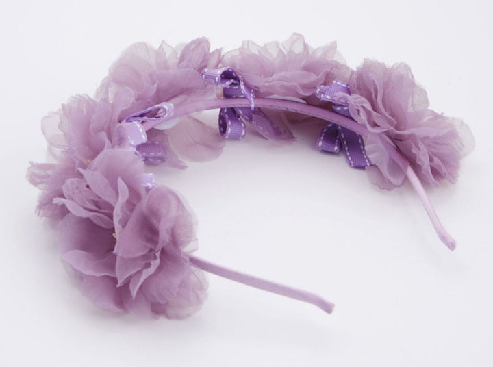 Artificial silk flower bow fairy headband