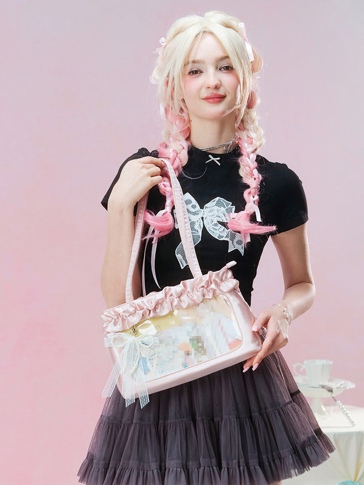Satin Ruffle Balletcore Ita Underarm Bag