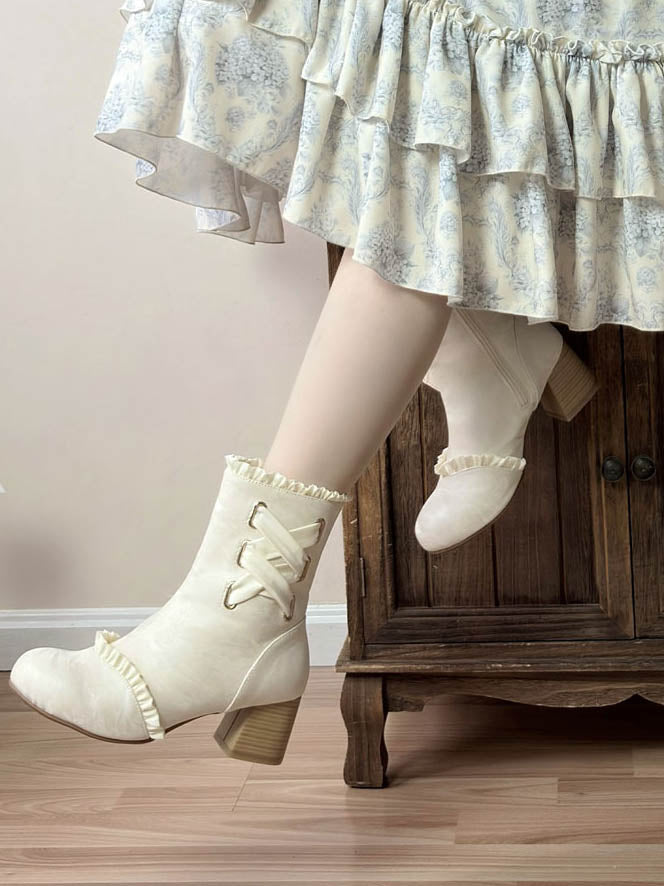 Apricot French Autumn-Winter Elegant Lolita Boots