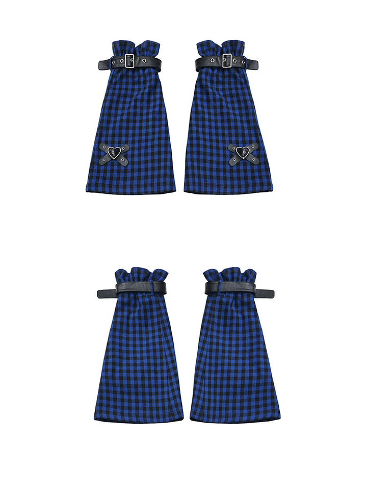Punk Blue Plaid Belted Skirt