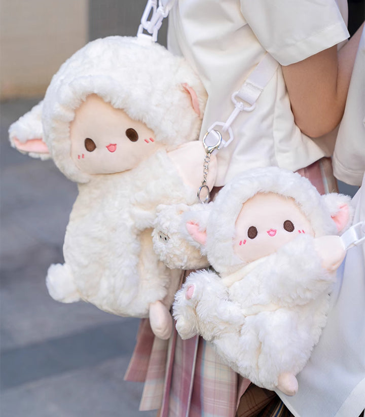 White Lamb Plush Crossbody Bag