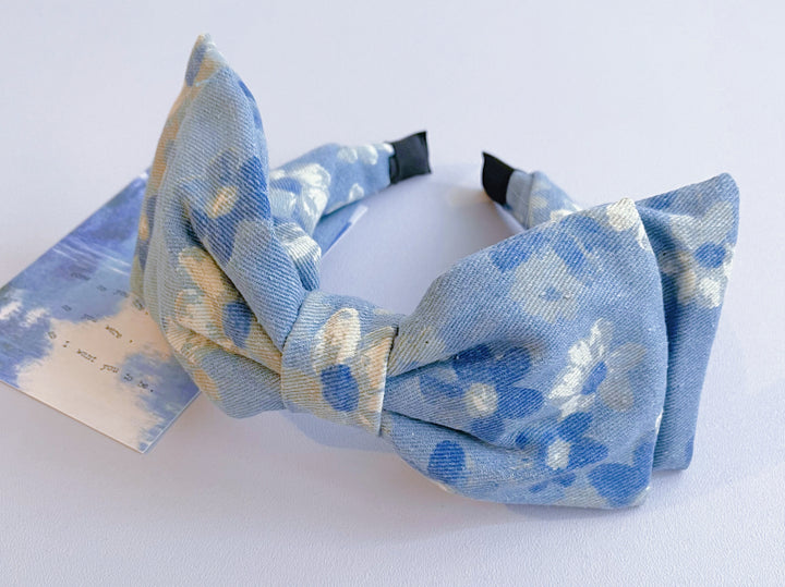 Bear Denim Large Bow Headband