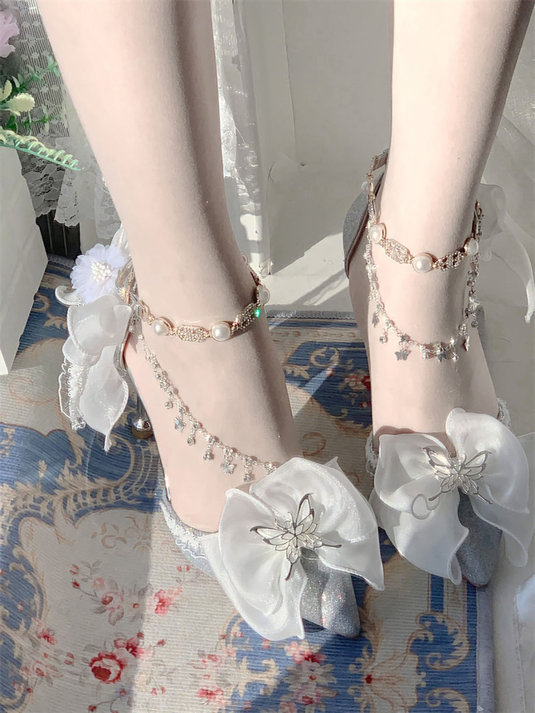 Fairy Butterfly Floral Decoration High Heels