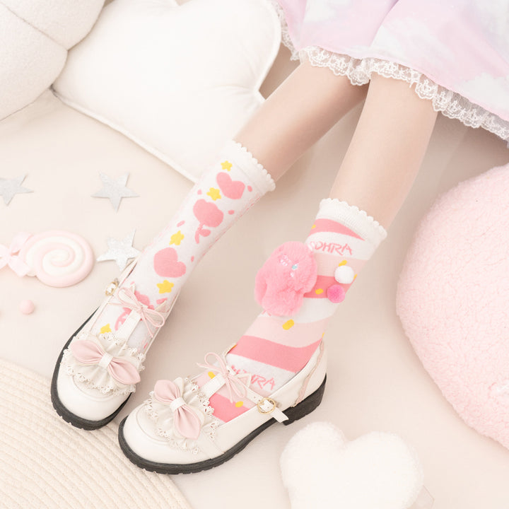 Cartoon Flowers Cotton Socks