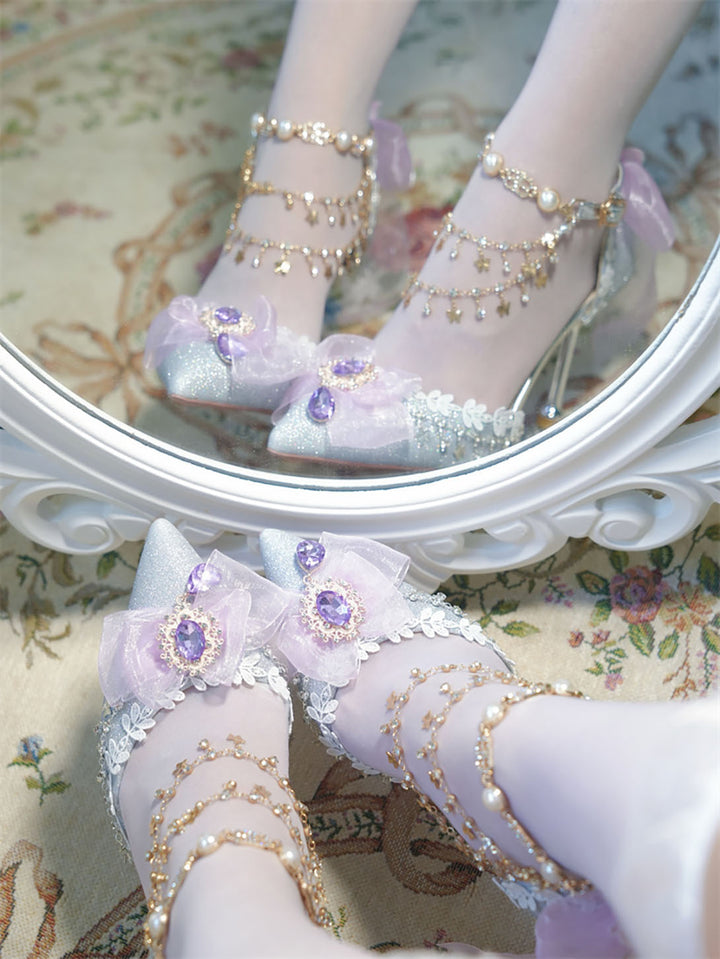 Lolita Bow Decorative Chain High Heels