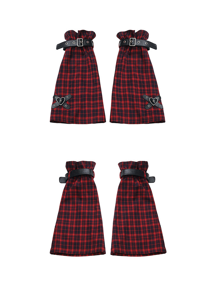 Punk Red Plaid Belted Skirt