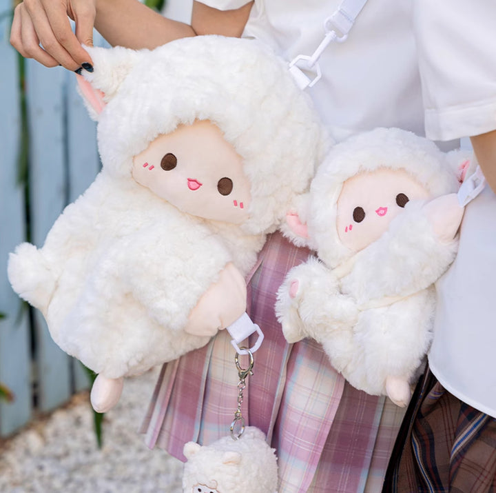 White Lamb Plush Crossbody Bag