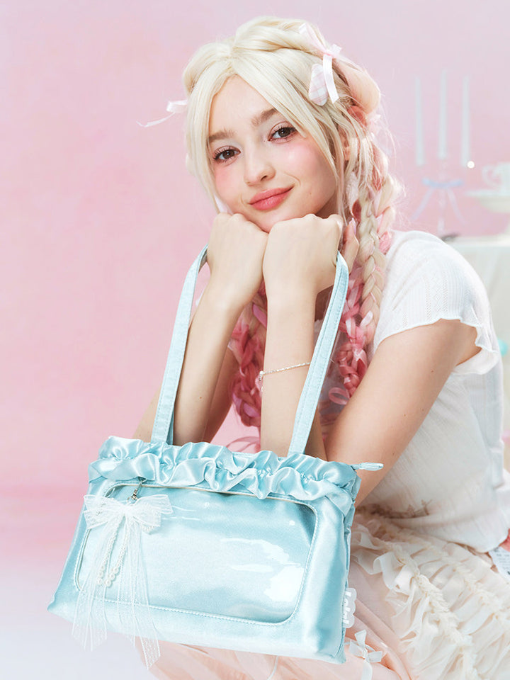 Satin Ruffle Balletcore Ita Underarm Bag