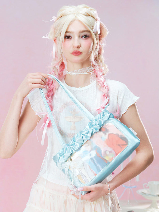 Satin Ruffle Balletcore Ita Underarm Bag