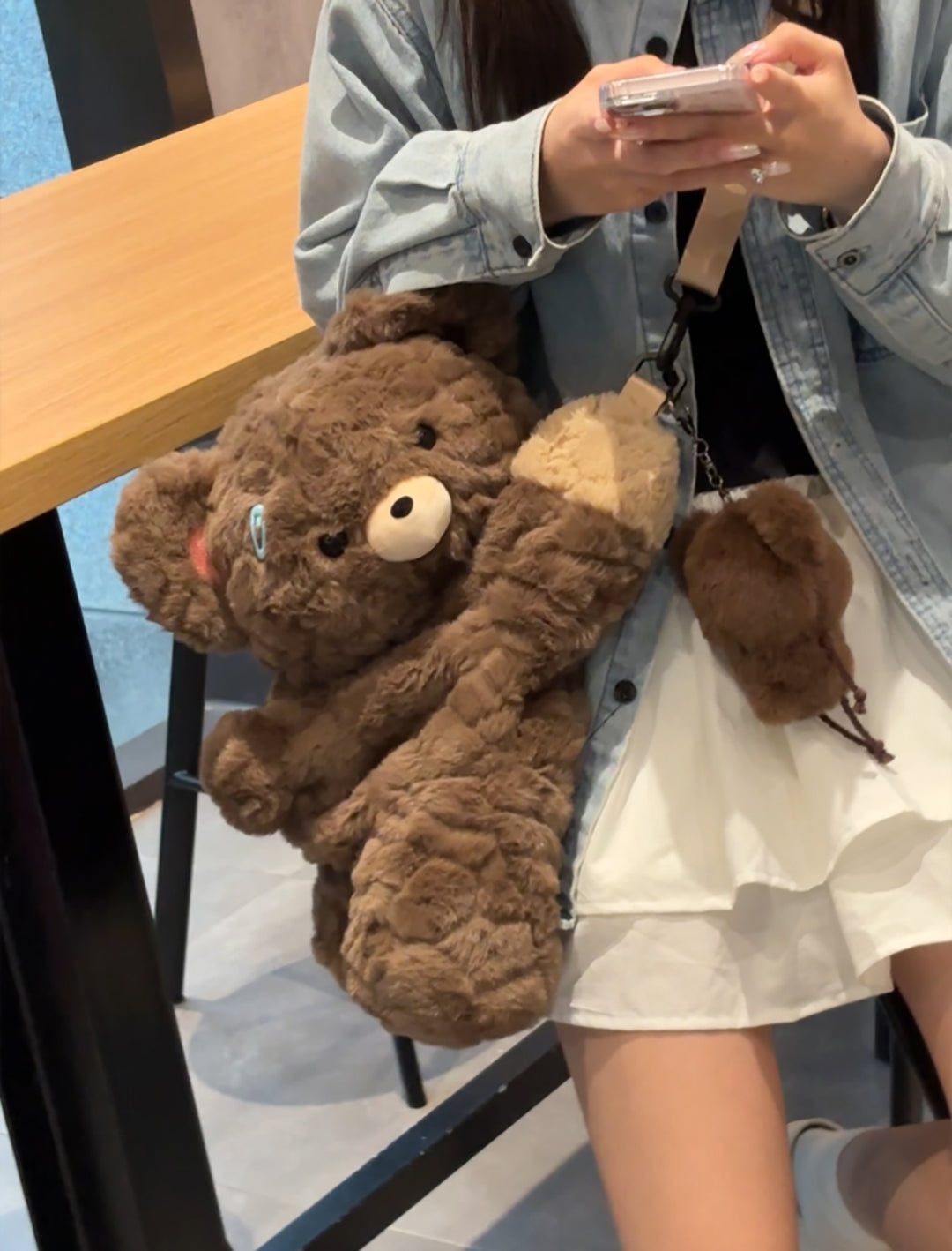 Cute Bear Lying Plush Backpack