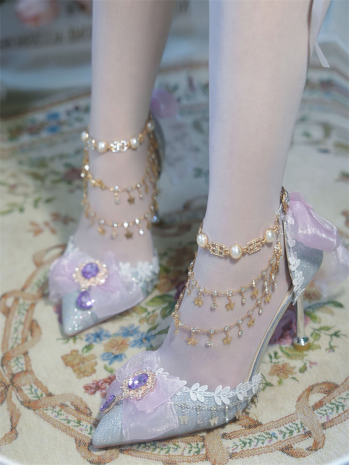 Lolita Bow Decorative Chain High Heels