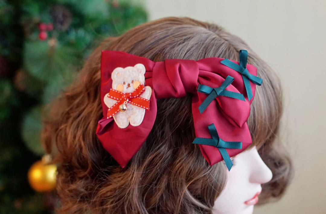 Bear Christmas Bow Headband