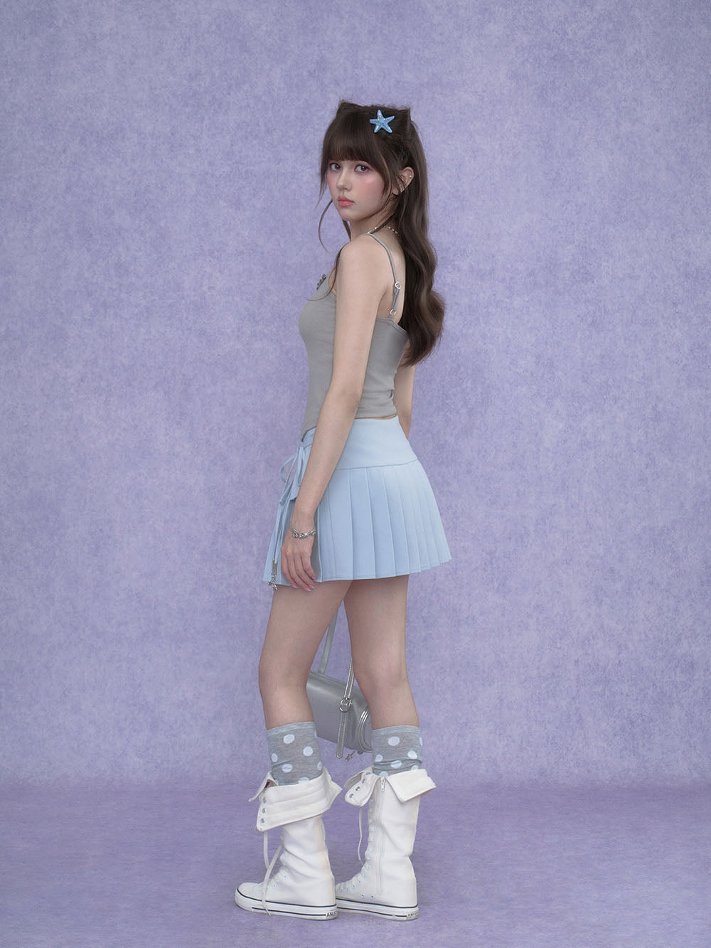 Layered Bow Pleated Mini Skirt