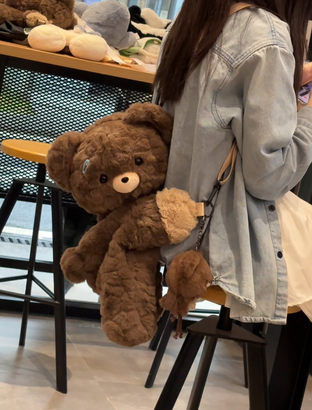 Cute Bear Lying Plush Backpack